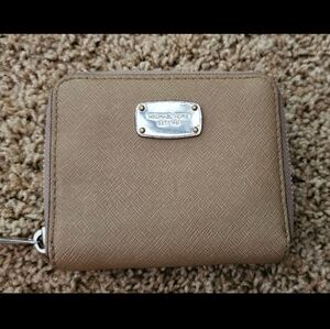 Small Michael Kors Brown Wallet with Silver Accents